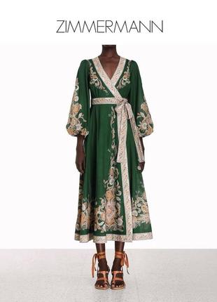 Сукня zimmermann зелена довга з орнаментом