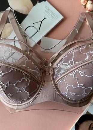 80/85/90/95/100d бюстгальтер с портупеей на 4 размер пудровый