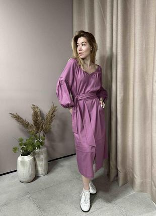 Платье аида season розового цвета из льна и вискозы