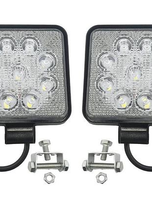 Комплект led фар ближнего света. светодиодные фары квадратные на 9 диодов. 06t-27w/25/f.