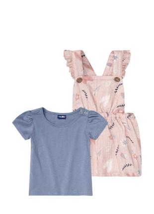 Комплект для девочки футболка + муслиновый сарафан lupilu