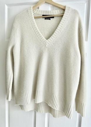 Новий.светр з кашеміру  zara cashmere relaxed dropped shoulders sweater  ivory white оригінал.зі сві