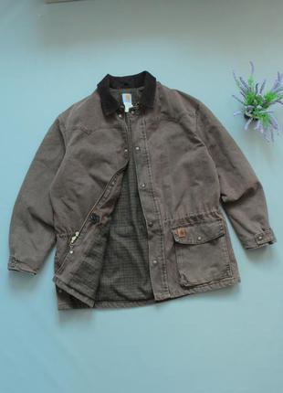 Carhartt куртка мужское пальто кархарт коричневая хл 52 xl винтаж винтажная vintage skate workwear dickies длинная удлиненная detroit