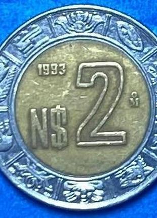 Монета мексики 2 песо 1993-2013 рр.