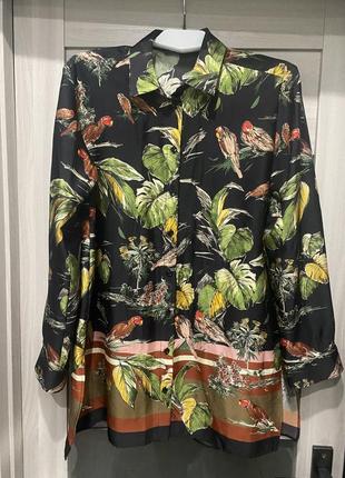 Блуза zara с тропическим принтом
