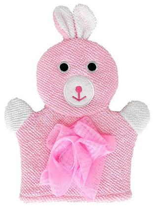 Мочалка-рукавичка для купання малюків mgz-0911(pink) зайчик