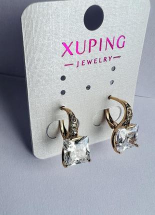 Сережки xuping з фіанітами медичний сплав позолота медичне золото