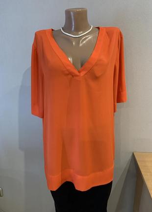 Стильная брендовая оранжевая блузка/ туника, батал