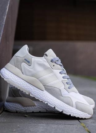Стильные и молодежные кроссовки высокого качества adidas nite jogger white