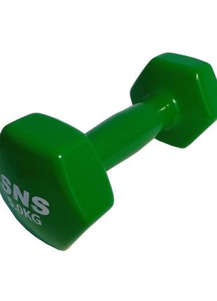 Гантели для фитнеса sns виниловые по 5 кг 2 шт. зеленый