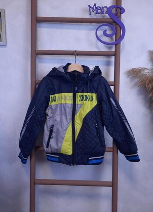 Куртка для мальчика двухсторонняя демисезонная синяя серая размер 110 (5 лет)