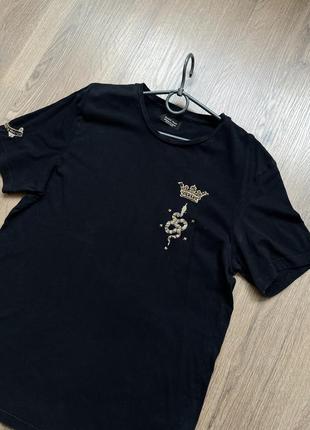 Черная мужская футболка zara с короной м