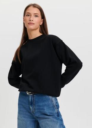 Базовий чорний світшот, чорний осінній-весняний светр
