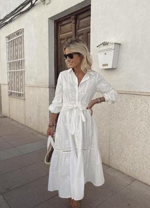 Сукня з прошви з вишивкою з поясом нова колекція zara платье новая коллекция с вышивкой из прошвы