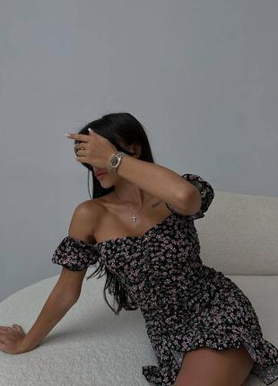 Жіноча міні сукня в квітковий принт софт 42-44, 46-48