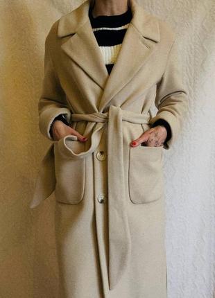Осеннее, весеннее пальто, бежевое длинное пальто, теплое базовое пальто от velanna