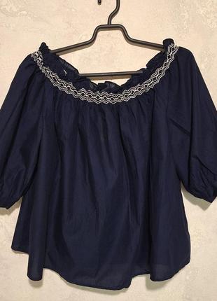Коттоновая блуза, темно синий цвет