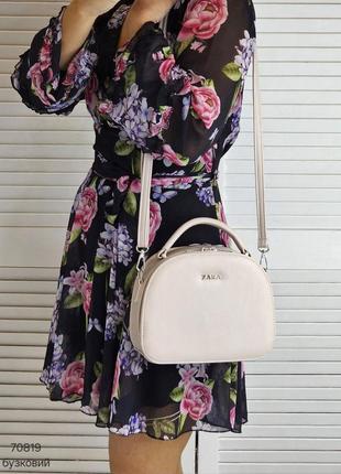 Женская стильная и качественная сумка из эко кожи сиренево-бежевая