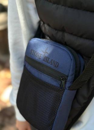 Мужская сумка stone island синяя спортивная сумка стон айленд с сеткой2 фото
