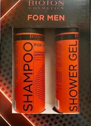 Подарунковий набір для чоловіків bioton cosmetics (шампунь 250 мл + гель для душу 250 мл) (4820026157375)