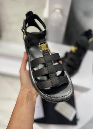 Черные кожаные сандалии в стиле celine