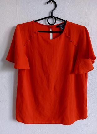Апельсиновая шифоновая блуза с пуговками