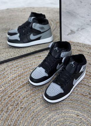 Мужские / женские кроссовки  jordan retro 1 high black grey white