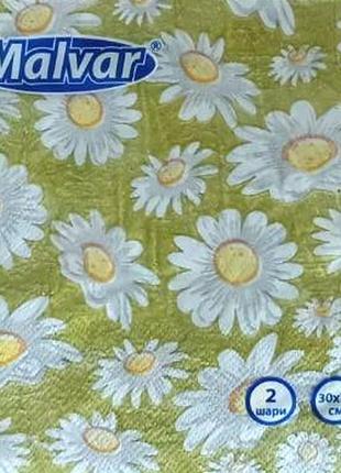 Салфетка malvar ромашки 30*30 см 2-х шаровая 20 шт (4820227530571)