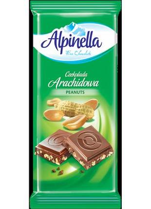 Шоколад молочний alpinella з арахісом 90 г (5901806003026)