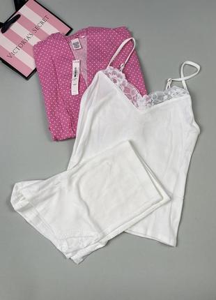 Пижамный комплект 3-в-1 victoria’s secret пижама 3-piece cotton pajama set
