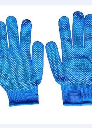 Перчатки рабочие нейлоновые с микроточкой синие, защитные рабочие перчатки тонкие нейлоновые с точкой пвх