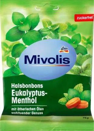 Леденцы без сахара mivolis эвкалипт-ментол 75 г (4066447398823)