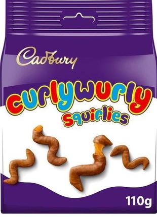Шоколадно-карамельні черв'ячки cadbury curly wurly squirlies 110 г (7622210700070)