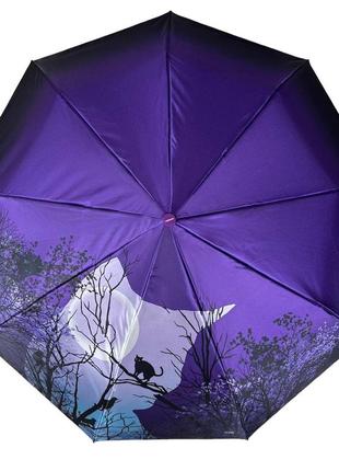 Женский зонт полуавтомат с изображением города и черной кошки от frei regen,...