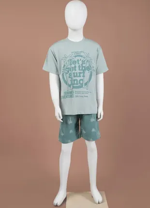 Костюм для мальчиков 40444-2 зеленый шорты футболка