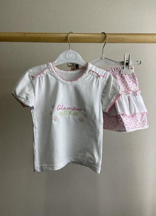 Летний комплект на девочку футболка + юбка размер 122