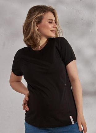 Повсякденна футболка для вагітних та годування una nr-24.051 чорна