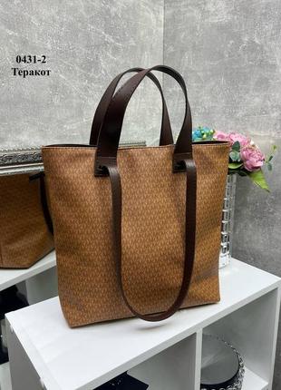 Женская стильная и качественная сумка шоппер с эко кожи терракот