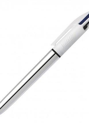 Ручка  кулькова автоматична 1,0 мм, 4 кольори в 1, bic 4 colours shine silver