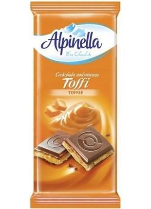 Шоколад молочний alpinella з начинкою тоффі 90 г (5901806000230)