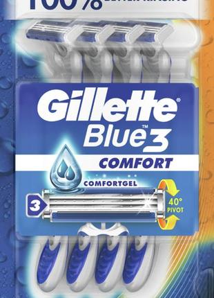 Бритвы одноразовые мужские gillette blue 3 comfort 4 шт (7702018489817)