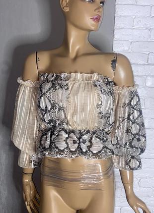 Топ у зміїний принт на резинках