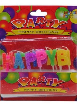 Свічки для торта "happy birthday в блискітках"