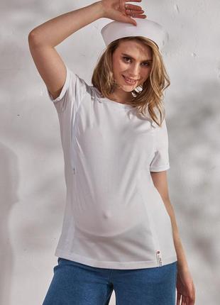 Повсякденна футболка для вагітних та годування una nr-24.052 біла
