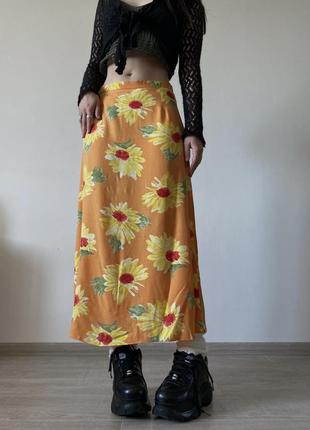 Винтажная юбка в цветы меди
