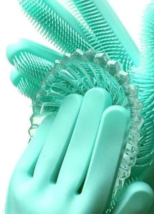Силиконовые перчатки для мытья посуды с щеткой kitchen gloves 55113 фото