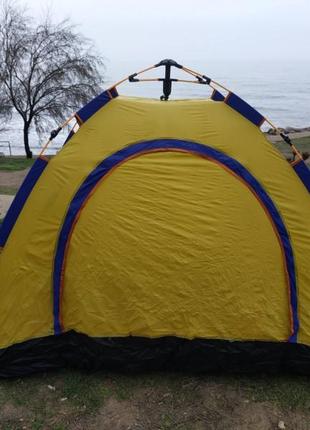 Палатка автомат 2-х местная с автоматическим каркасом 2х1,5 туристическая палатка однослойная непромокаемая8 фото