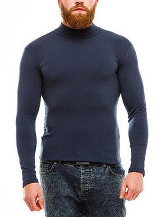 Гольф (водолазка) чоловічий, теплий, на флісі, темно-синій розмір 52-54 з дефектом!