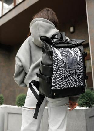 Жіночий рюкзак sambag rolltop hacking чорний принт "zebra"