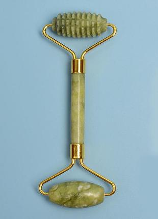 Нефритовий набір 3 в 1 скребок гуаша + нефритовий ролер для обличчя + роликовий...